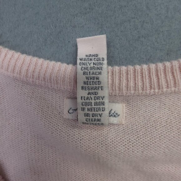 Abercrombie Cardigan Sweater Women L Actual Small Pink Angora Bow Beaded Japan - Picture 10 of 11